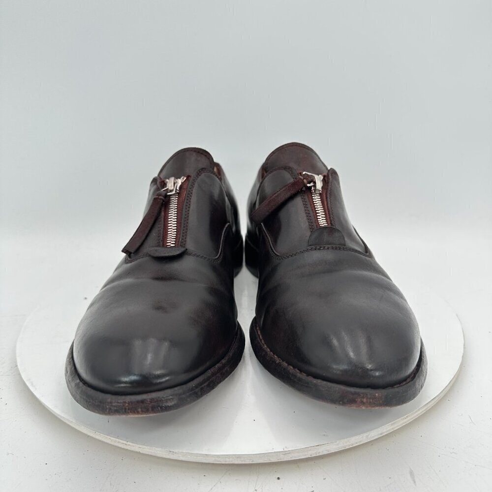 Premiata Men Size 9 Dark Brown Leather Front Zip Plain Toe Casual Shoes - Picture 3 of 11